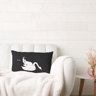 Black and White Swan Any Colour Lumbar Cushion