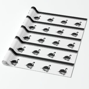 Black and White Swan Design Wrapping Paper