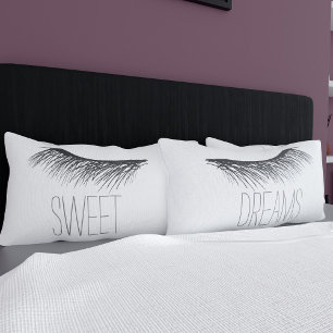 Black and White Sweet Dreams Lashes Pillow Case