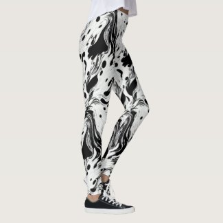 Black and White Swilring Liquid Polka Dots
