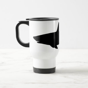 Black and White Swimming Shark Travel Mug