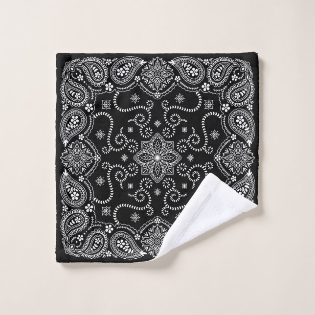 Black and White Swirl Bandanna  Wash Cloth (Wash Cloth)