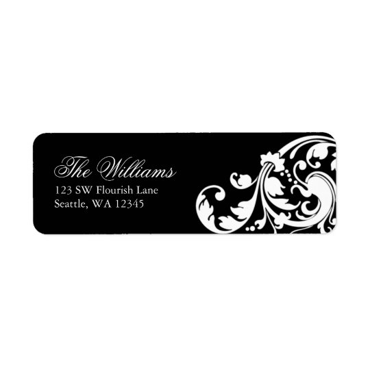 Black and White Swirl Flourish Return Address Return Address Label