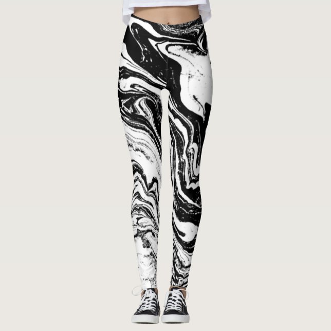 Black and White Swirl Leggings (Front)