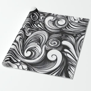 Black And White Swirl Pattern Wrapping Paper