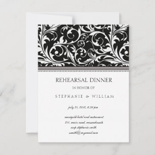 Black and White Swirl Rehearsal Dinner Card