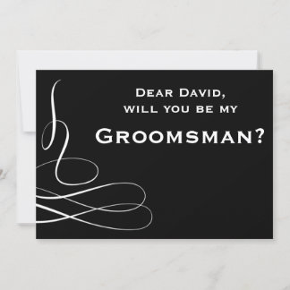 Black And White Swirl Will You Be My Groomsman Invitation