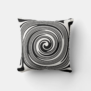 Black and white swirling pattern cushion