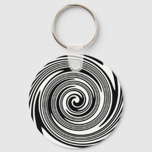 Black and white swirling pattern key ring