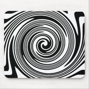 Black and white swirling pattern mouse mat