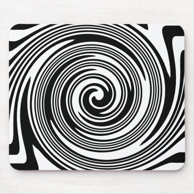 Black and white swirling pattern mouse mat (Front)
