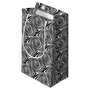 Black and white swirling pattern small gift bag