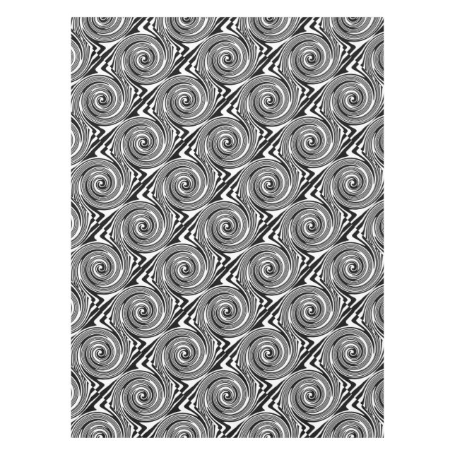 Black and white swirling pattern tablecloth (Front)