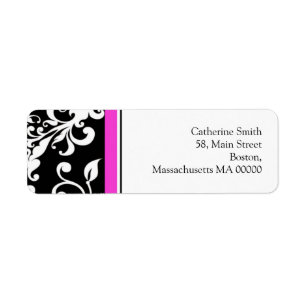 Black and White Swirls Address Labels with Pink