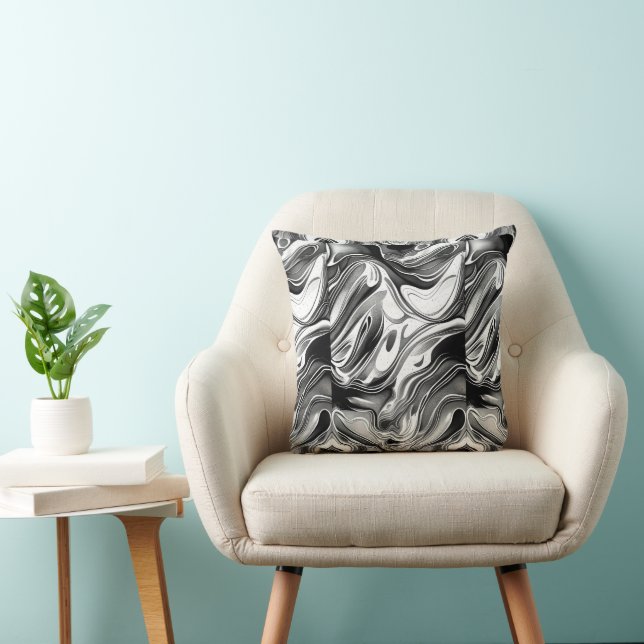 Black and white swirls elegant modern stylish cushion (Chair)