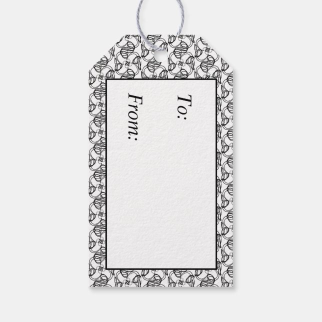 Black and White Swirls  Gift Tags (Back)