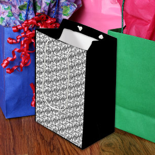 Black and White Swirls  Medium Gift Bag