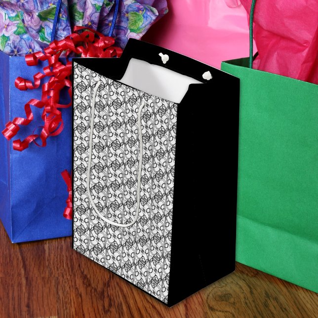 Black and White Swirls  Medium Gift Bag (Creator Uploaded)