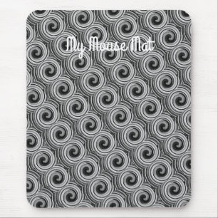 black and white swirls modern contempory   mouse mat