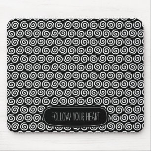 Black and White Swirls Mouse Mat
