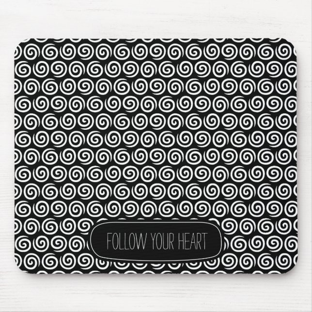 Black and White Swirls Mouse Mat (Front)
