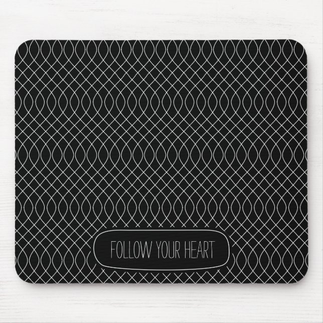 Black and White Swirls Mouse Mat (Front)