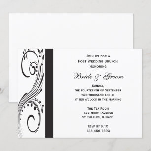 Black and White Swirls Post Wedding Brunch Invitation