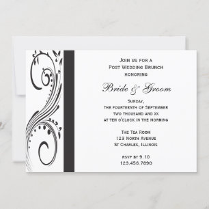 Black and White Swirls Post Wedding Brunch Invitation