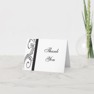 Black and White Swirls Thank You Card