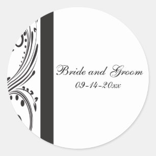 Black and White Swirls Wedding Envelope Seal