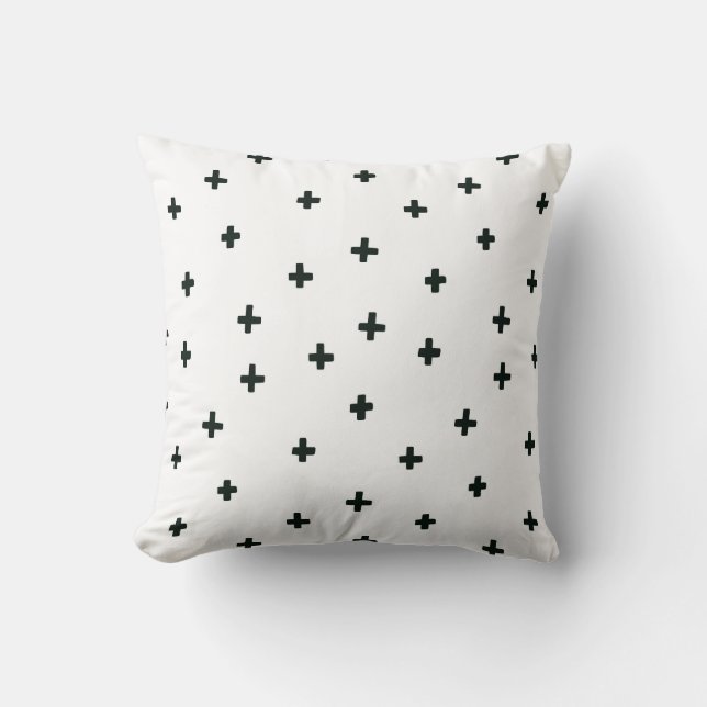 Black and White Swiss Cross Pillow (Front)