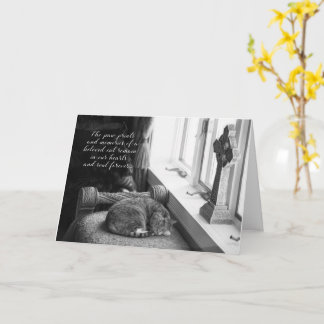 Black and white sympathy card for cat loss