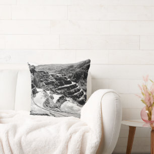 Black and White Symphony of the Banaue Rice Terrac Cushion