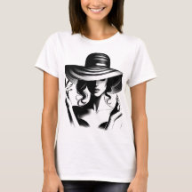 Black and white T-Shirt: women with cap design