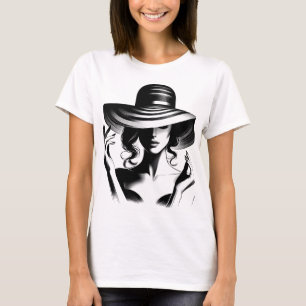 Black and white T-Shirt: women with cap design T-Shirt