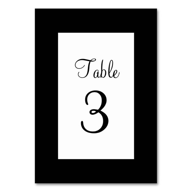 Black and White Table Number (Back)