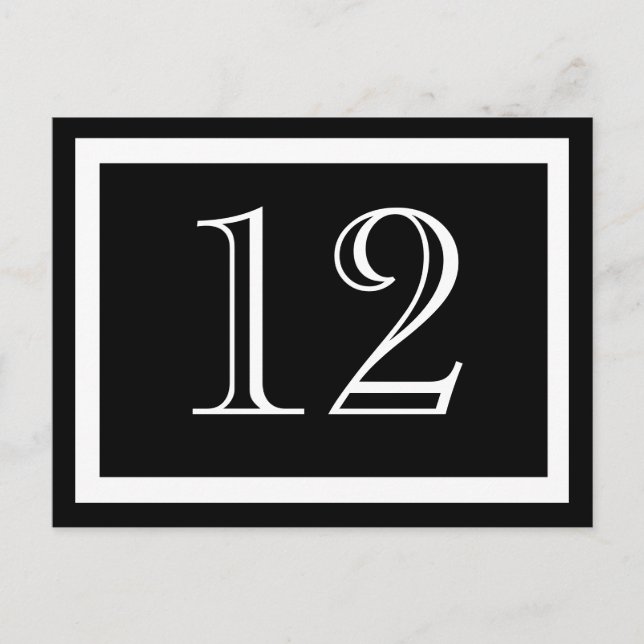 Black and White Table Number Cards (Front)