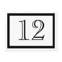 Black and White Table Number Cards