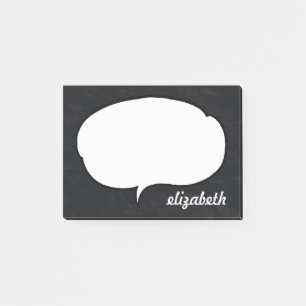 Black and White Talk Bubble Personalised Name Post-it Notes