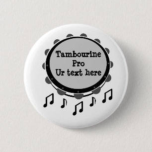 Black and White Tambourine 6 Cm Round Badge