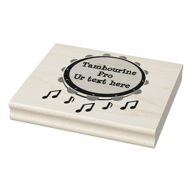 Black and White Tambourine Rubber Stamp (Stamp)