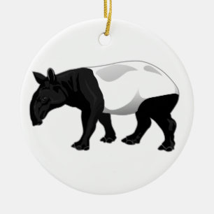 Black and White Tapir Ceramic Tree Decoration