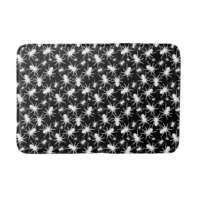 Black and White Tarantula Spider Pattern Bath Mat (Front)