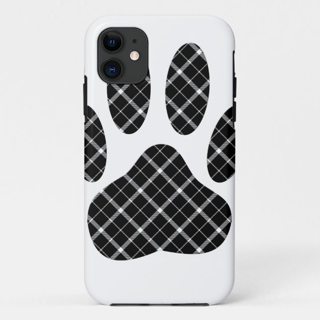 Black And White Tartan Dog Paw Print Case-Mate iPhone Case (Back)