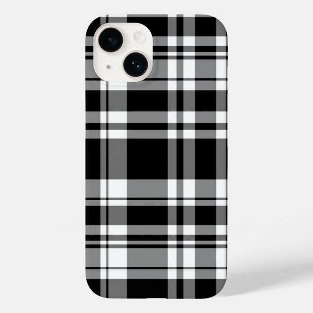 Black and white tartan plaid Case-Mate iPhone case (Back)