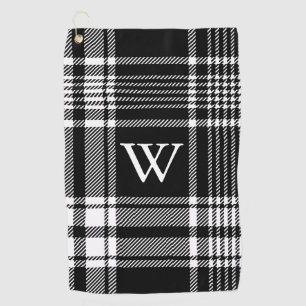 Black and White Tartan Plaid Golf Towel