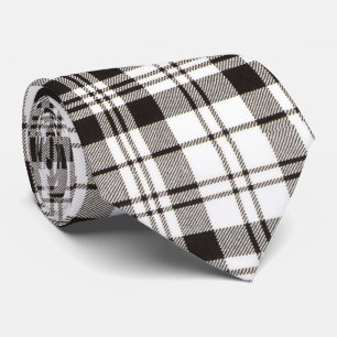 Black and White Tartan Plaid Pattern Tie