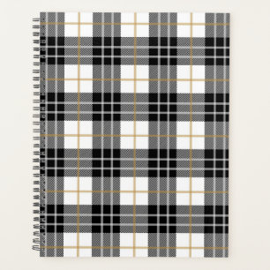 Black and White Tartan Plaid Planner