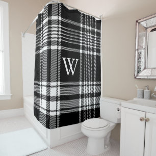 Black and White Tartan Plaid Shower Curtain