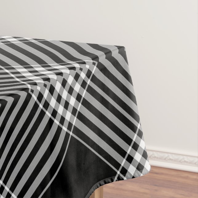 Black And White Tartan Plaid Tablecloth (In Situ)